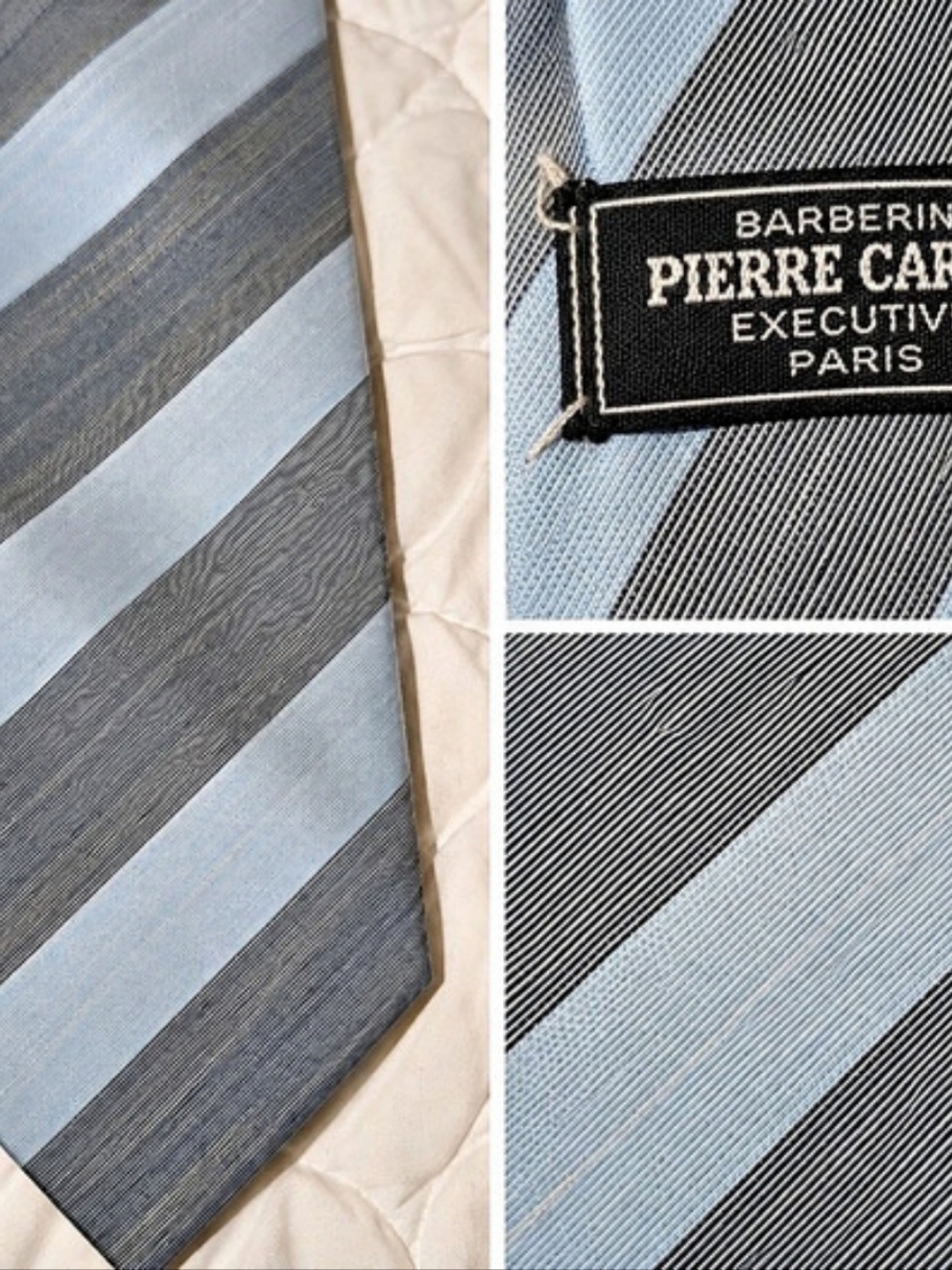 Barberini Pierre Cardin Striped Tie in Blue & Gray Like New